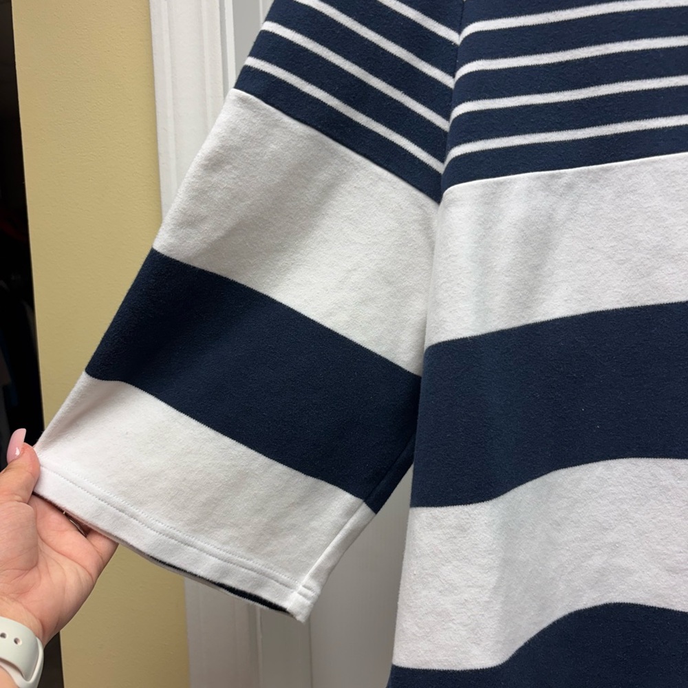 Neiman Marcus Exclusive Navy White Striped Cotton Top 1X - Picture 4 of 10